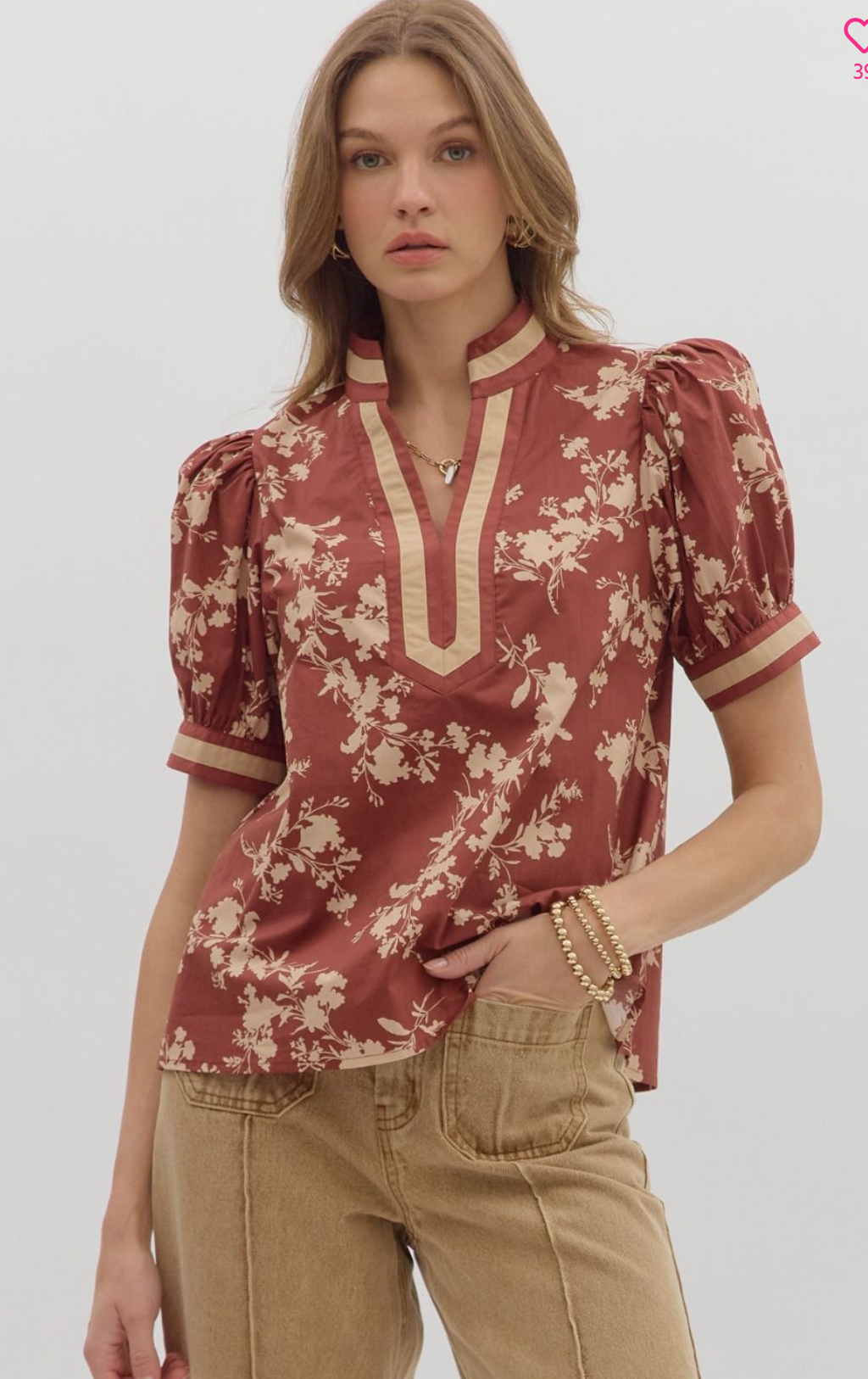 "Anna" Floral Blouse - The Katie Grace Boutique