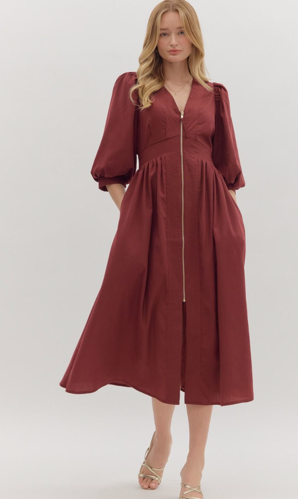 "Maizie" Midi  Zipper Dress - The Katie Grace Boutique