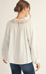 "Lacey" Cream Blouse with Lace Detail - The Katie Grace Boutique