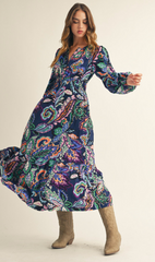 "Nova" Navy Floral Dress - The Katie Grace Boutique