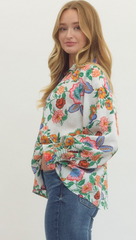 "Sage" Floral Blouse - The Katie Grace Boutique