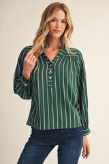 "Kelly" Striped Blouse - The Katie Grace Boutique