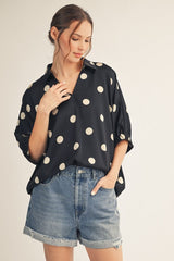 "Dixie" Polka Dot Blouse - The Katie Grace Boutique