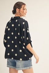 "Dixie" Polka Dot Blouse - The Katie Grace Boutique