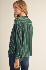 "Kelly" Striped Blouse - The Katie Grace Boutique