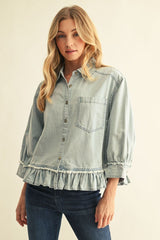"Taylor" Denim Top - The Katie Grace Boutique