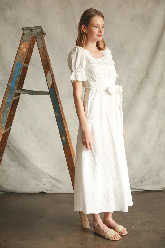 SALE!! "Savannah" Lace Trimmed Open Back Maxi - The Katie Grace Boutique