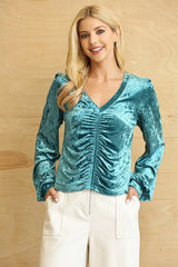 SALE!! "Sylvia" Ruched Velvet Top - The Katie Grace Boutique