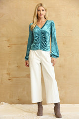 SALE!! "Sylvia" Ruched Velvet Top - The Katie Grace Boutique