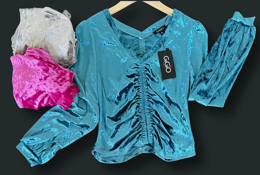 SALE!! "Sylvia" Ruched Velvet Top - The Katie Grace Boutique