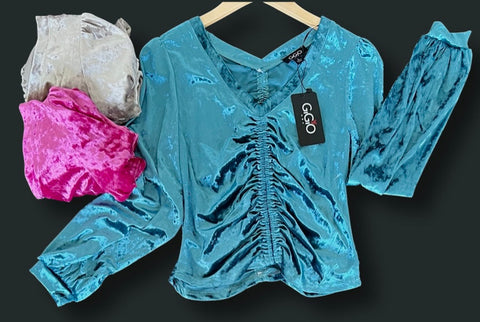 SALE!! "Sylvia" Ruched Velvet Top - The Katie Grace Boutique