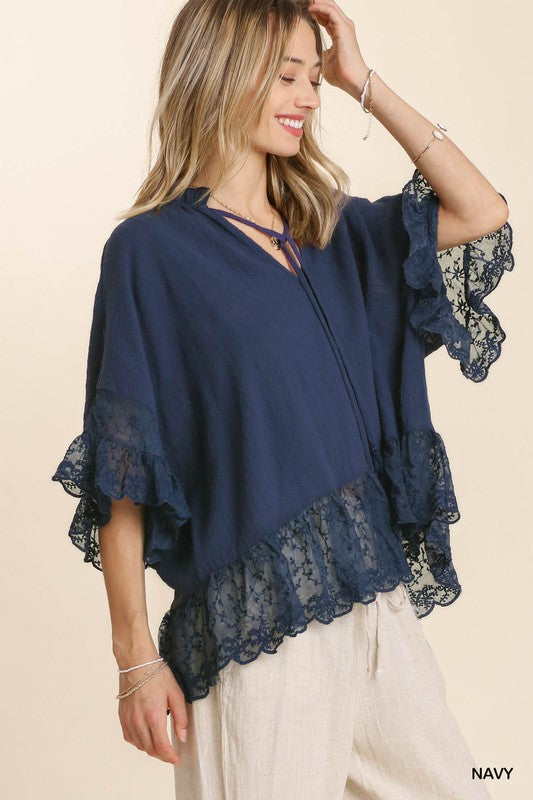 "Laurel" Lacey Cotton Blouse - The Katie Grace Boutique