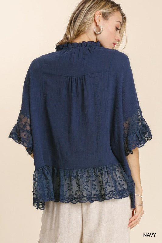"Laurel" Lacey Cotton Blouse - The Katie Grace Boutique