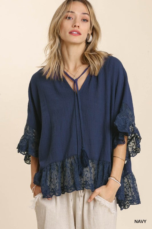 "Laurel" Lacey Cotton Blouse - The Katie Grace Boutique