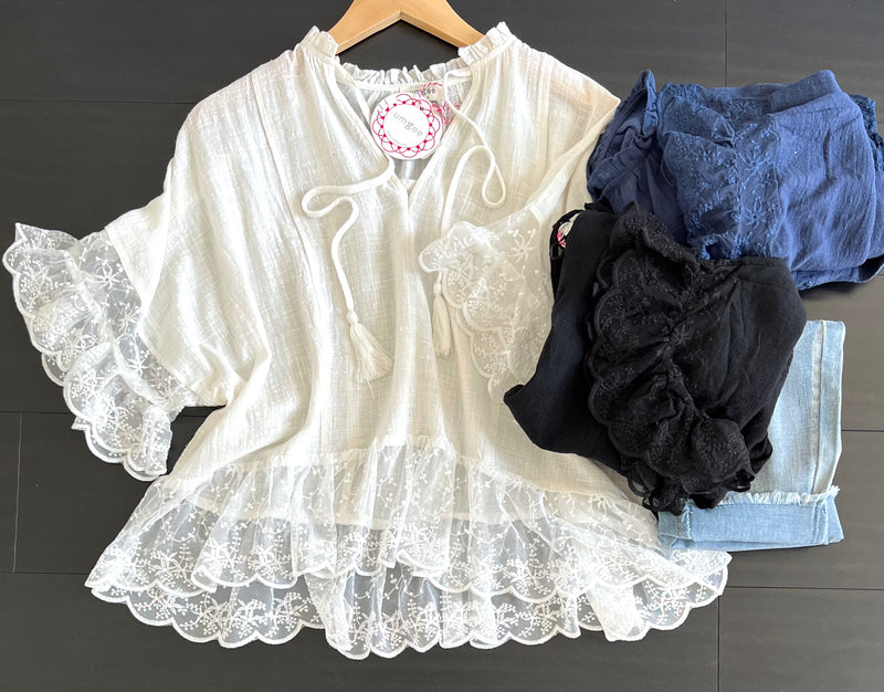 "Laurel" Lacey Cotton Blouse - The Katie Grace Boutique