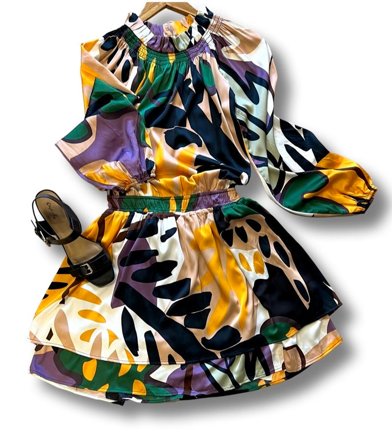 "Ondina" Satin Smocked Waist Dress - The Katie Grace Boutique
