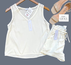 "Angie" Embroidered Blouse - The Katie Grace Boutique